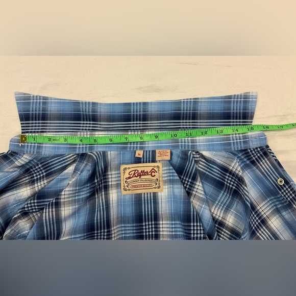 RAFTER C Blue Plaid Pearl Snap Front Western Yoke Long Sleeve Shirt, sz MD - Picture 4 of 8